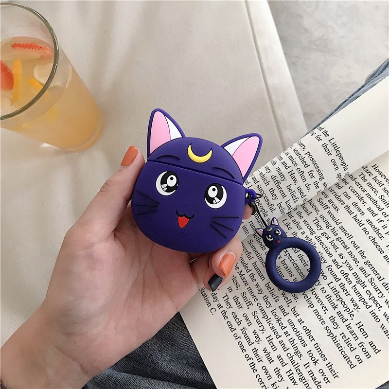 Cute Cartoon Japanese Anime Sailor Moon AirPods1 2 Cover Luna Cat Crystal Star AirPods Silicone Case