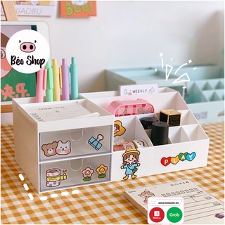 Kệ đựng mỹ phẩm , tủ lưu trữ , hộp đựng bút 2 ngăn kéo để bàn decor trang trí