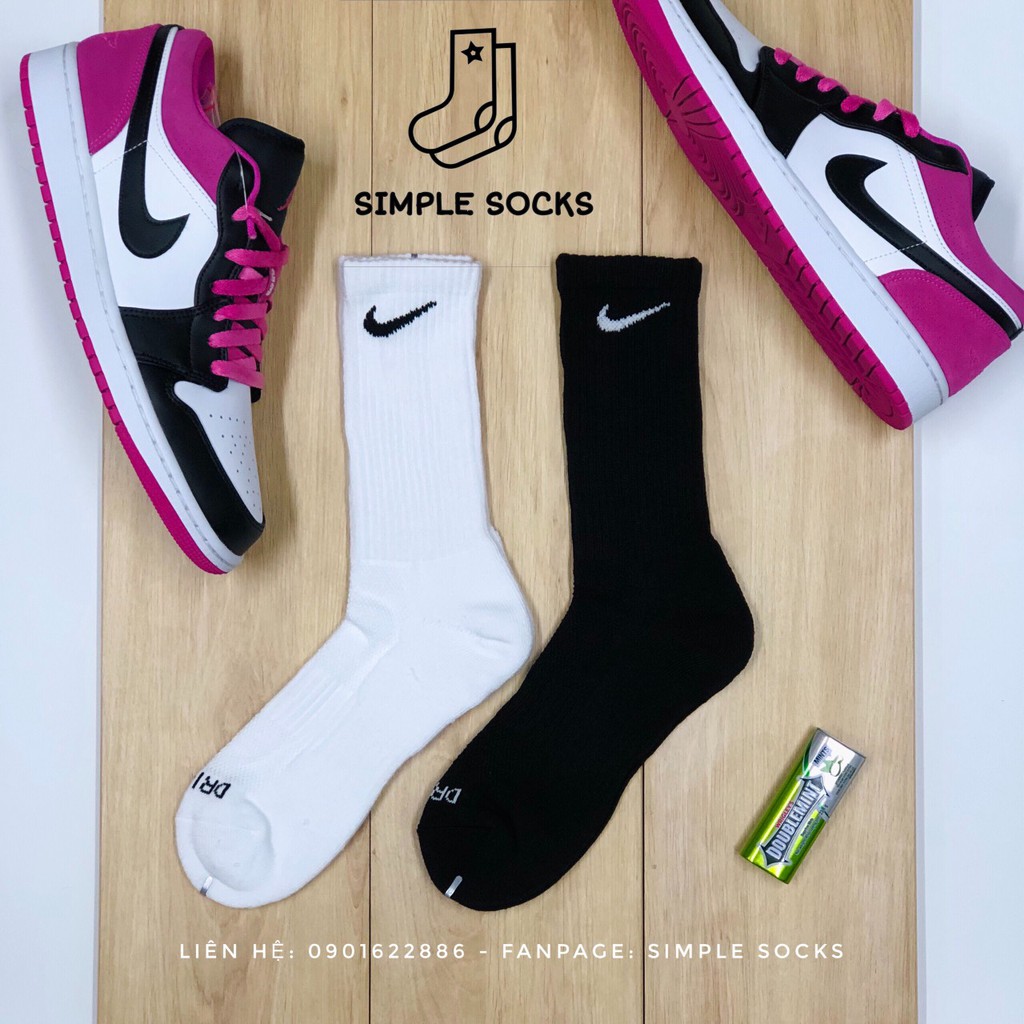 Tất Nike Cao Cấp 💖FREESHIP💖 Vớ Nam Nữ Unisex Chính Hãng- Tất Cao Cấp Nike Cổ Cao Dày Dặn Chống Hôi Chân - Đen Trắng