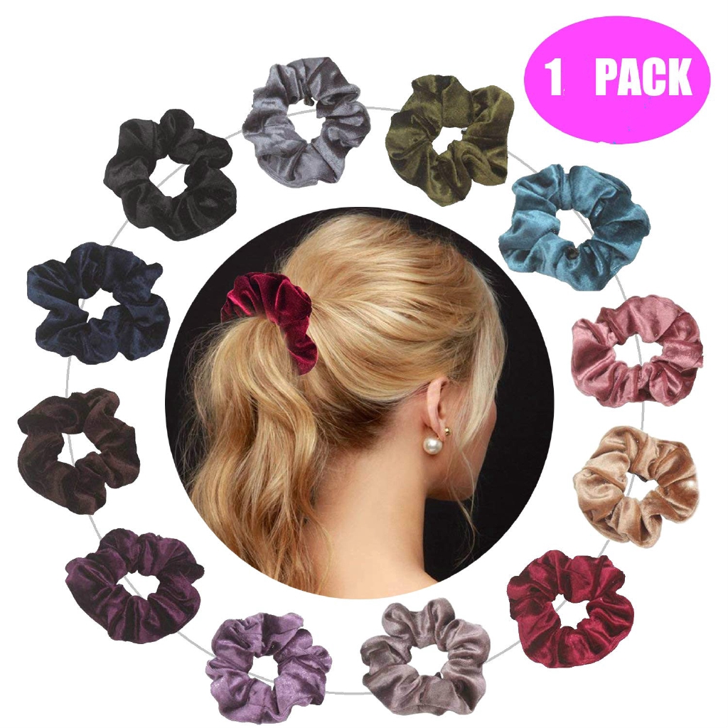 Thun cột tóc bằng lụa và vải satin co giãn đơn giản cho nữ