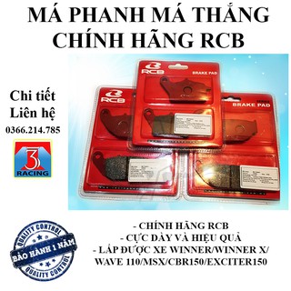 1 Bộ Bố thắng - má thắng (má phanh) lắp Exciter 150 Winner Winner X MSX 125 CBR 150 Wave 110 chính hãng RCB