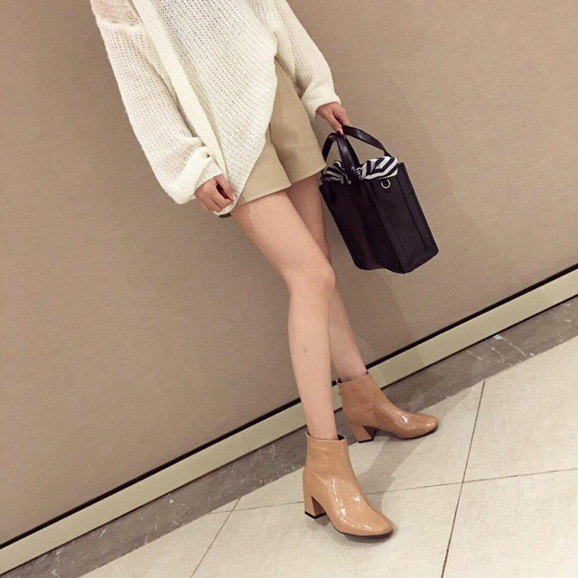 Bốt nữ da bóng quốc dân cổ lỡ khoá sau gót vuông hot đình đám | BigBuy360 - bigbuy360.vn