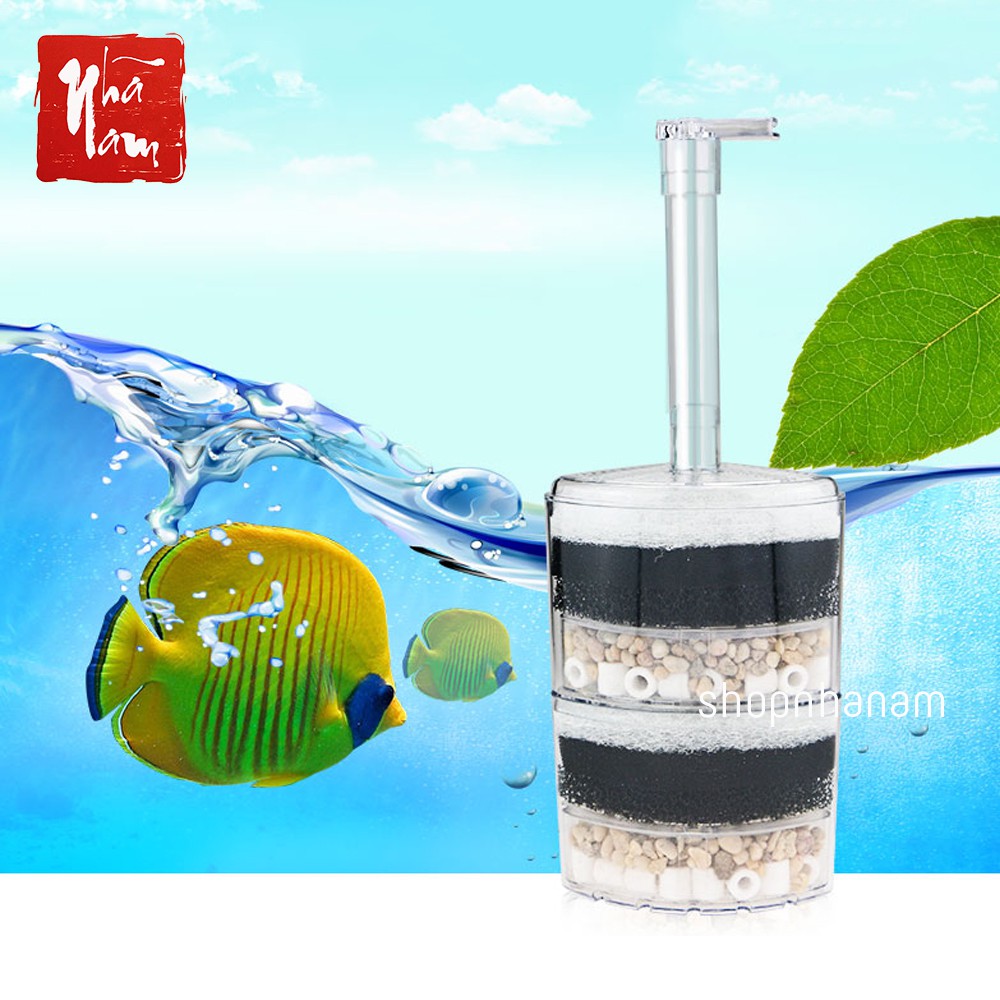 Lọc vi sinh bể cá dành cho thác nước tặng cây cảnh và cá nhiều màu
