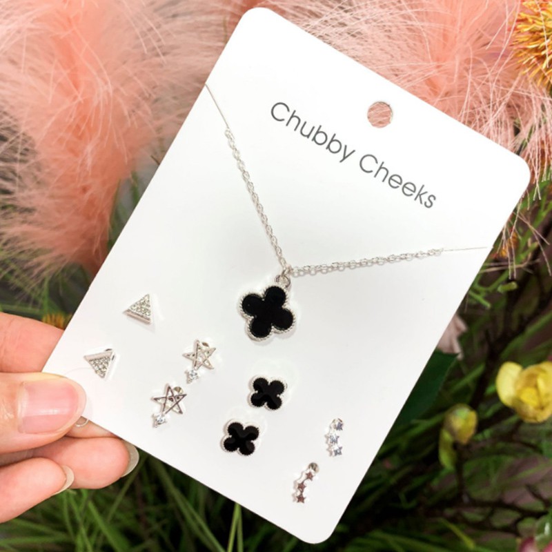 Set dây chuyền + khuyên tai hình trái tim / ngôi sao 20 kiểu phong cách Hàn Quốc