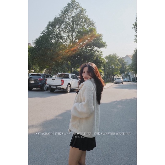  (Ảnh thật) Áo khoác lông cừu cổ bẻ cài cúc túi bên the.sweaterweather TSW | BigBuy360 - bigbuy360.vn