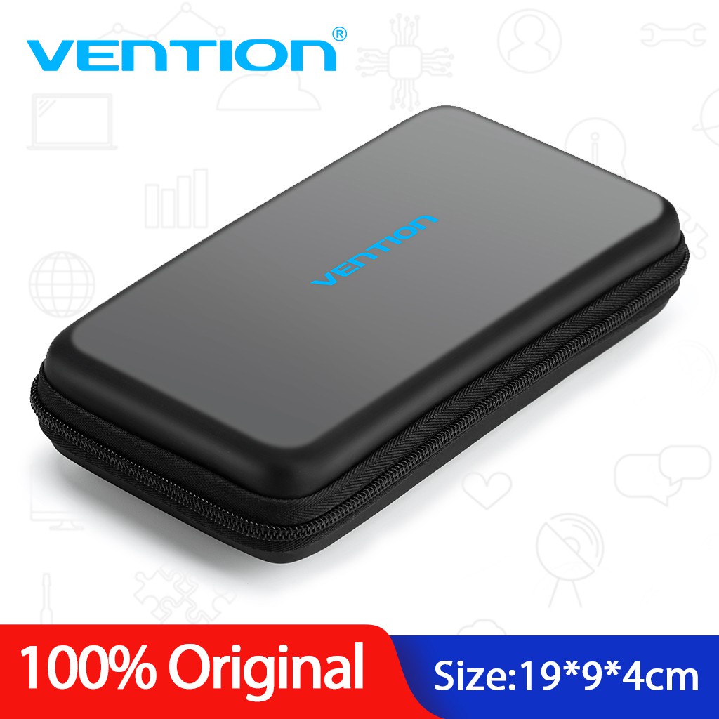 Hộp da PU Vention khóa kéo đựng cáp sạc/ đĩa USB/ ổ cứng HDD đa năng | BigBuy360 - bigbuy360.vn