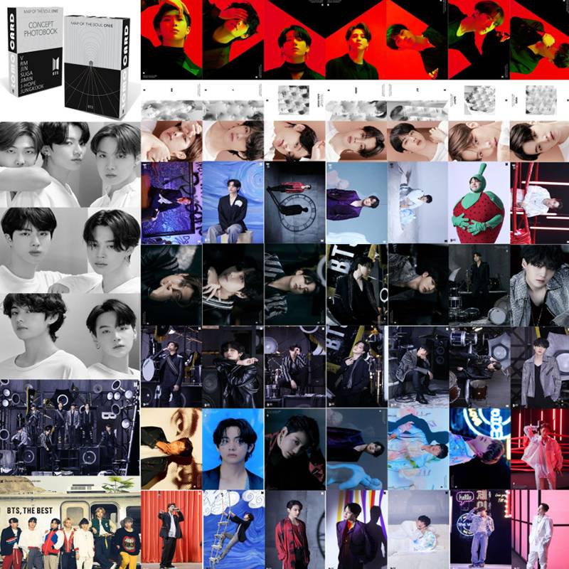 lomo BTS album "Map of the soul 7 " 1 hộp gồm 55 tấm Kpop BTS BT21 Lomo card HD photo print album photocard for fans gifts Jung Kook V Jimin j-hope SUGA Jin Rap Monster