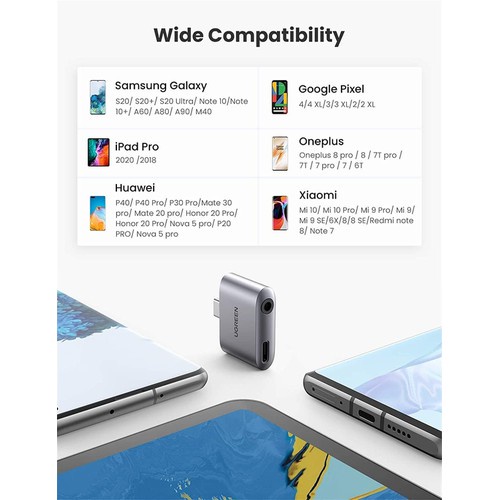 Đầu chuyển USB Type C to 3.5mm + sạc PD 30W Ugreen 70311 - Hàng chính hãng