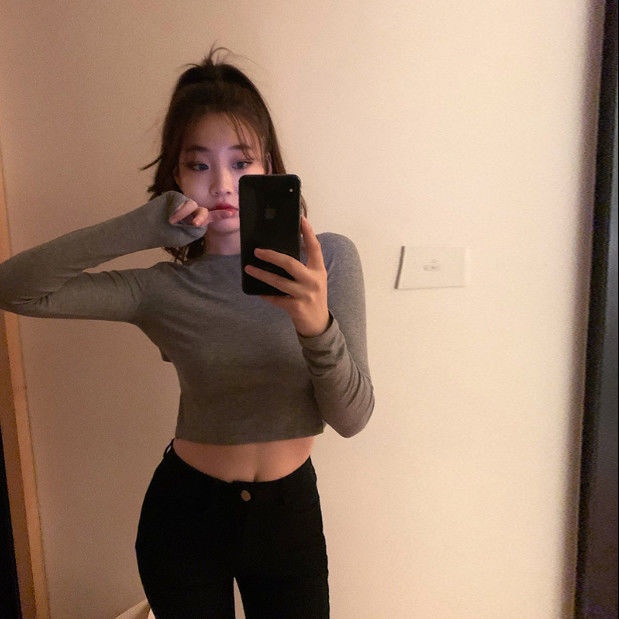 Áo Dài Tay Skinny!Áo Thun Tay Dài Dáng Ôm Thời Trang Mùa Thu 2022 Quyến Rũ Cho Nữ