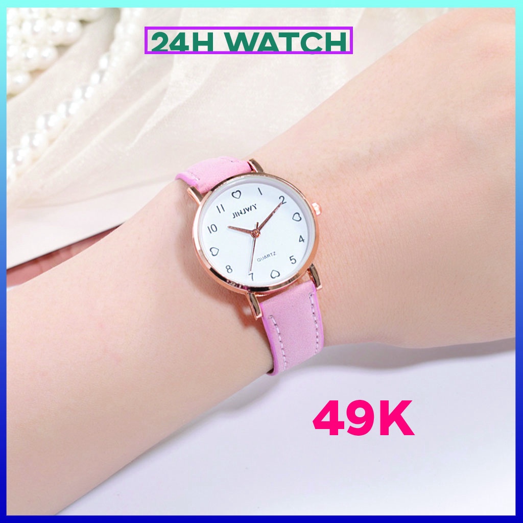 Đồng hồ nữ thời trang Hàn Quốc JINJWY mặt tròn – 24HWATCH.