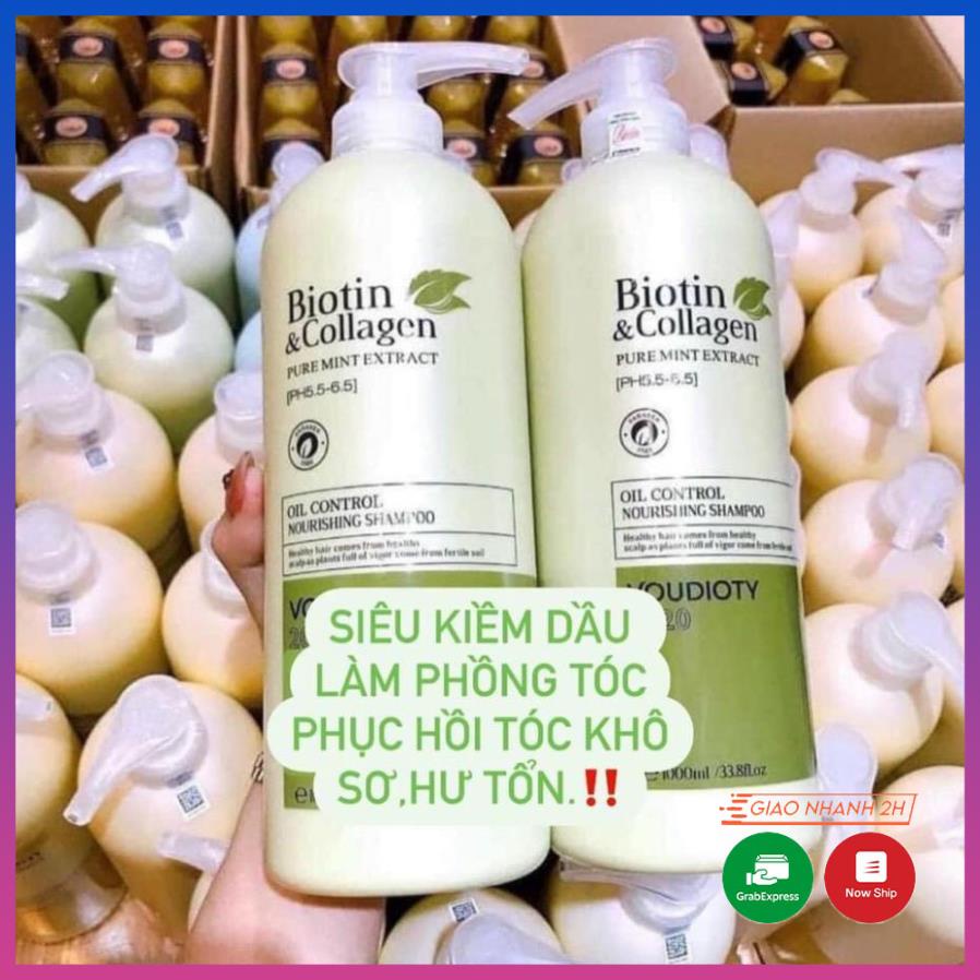 Biotin Collagen Xanh Lá🛑FreeShip🛑Biotin Collagen Xanh Lá | Phục Hồi Kiềm Dầu ⚜️Cặp Dầu Gội Xả Dung Tích 1000ML 63