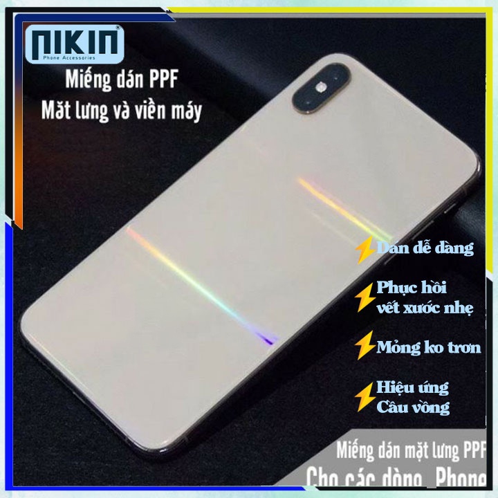 Dán PPF iPhone cầu vồng 7 màu lấp lánh- Full dòng iP 7Plus/8Plus/ iP X/Xs/11 Pro/ iP Xr/11 / 12 promax - Nikin Official