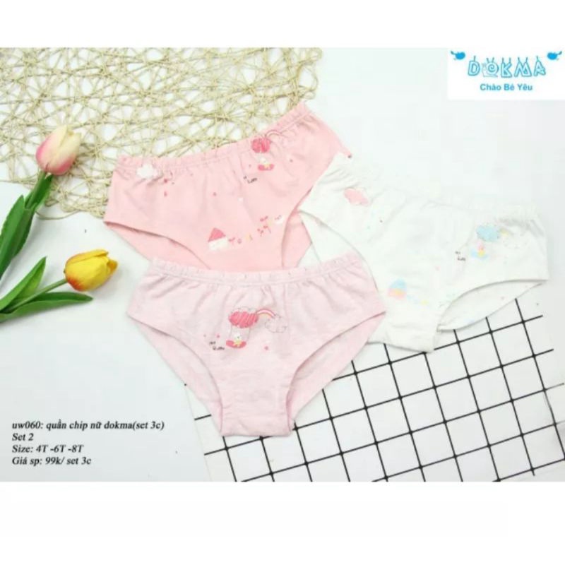 Quần chíp bé gái Dokma  Sét 3 cái
