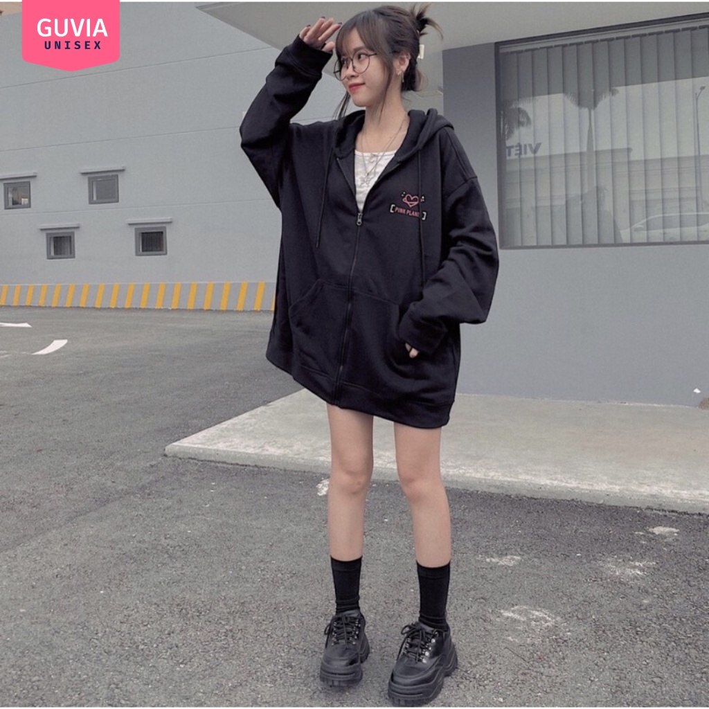 Áo khoác Hoodie nỉ FE PINK PLANTE MOON Dây Kéo form rộng ulzzang Unisex áo nỉ bông nữ AKN24 Guvia | BigBuy360 - bigbuy360.vn