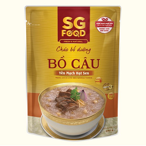 Cháo bổ dưỡng SG Food vị bồ câu, yến mạch, hạt sen (240g)