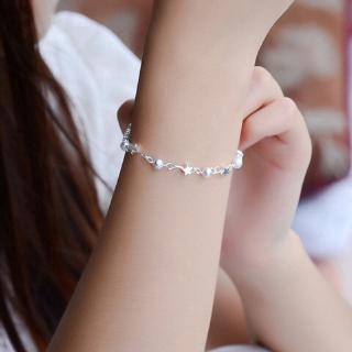 Vòng đeo tay bằng bạc hình sao phong cách Hàn Quốc dễ thương