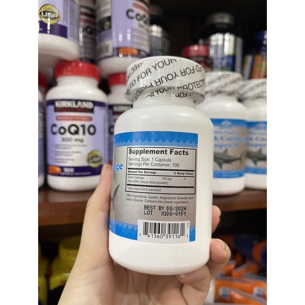 Viên Uống Sụn Cá Mập Shark Cartilage Super II Nuhealth của Mỹ - 100 viên - Hàng Chuẩn Mỹ