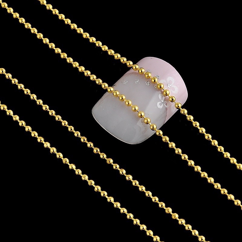 Chuỗi dây kim loại liên kết các hạt tròn trang trí móng nghệ thuật dài 3m