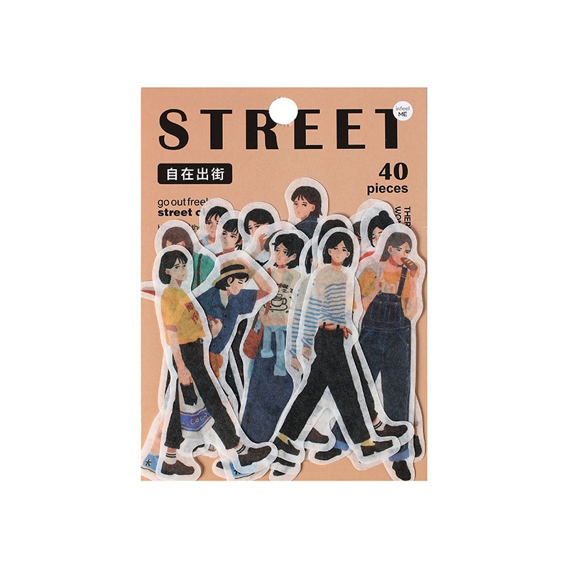 Set 40 miếng sticker nhãn dán giấy washi Street style Thời trang đường phố