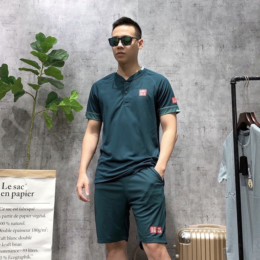 [sale LỚN] Bộ quần áo thể thao uniqlo HÀNG XUẤT DƯ ,bộ quần áo tennis cao cấp hot 2021 MÀU XANH