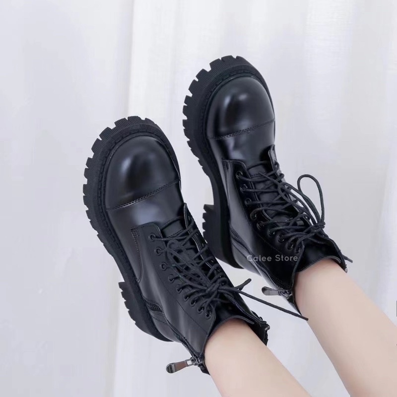 ẢNH THẬT CÓ SẴN MỚI VỀ Giày Combat Boots Bốt cổ ôm có khóa kéo da cực đẹp hàng cao cấp đế 5cm 5p fullbox hà nội | BigBuy360 - bigbuy360.vn