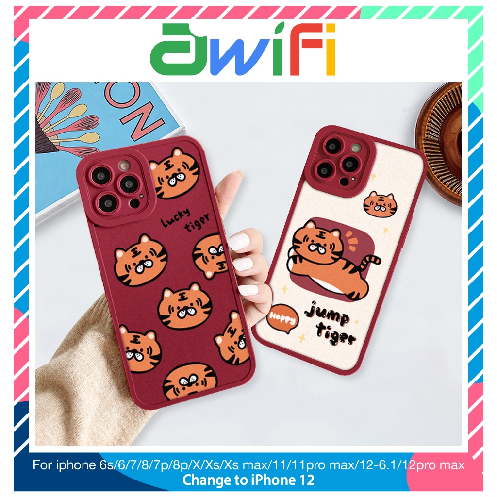 Ốp lưng iphone cạnh vuông lỗ camera jump tiger 6s/6splus/7/7plus/8/8plus/x/xr/xs/11/12/13/pro/max/plus/promax-Awifi V3-1