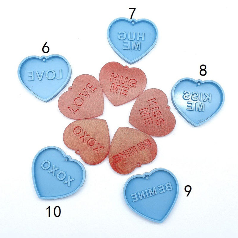 Khuôn Silicone Hình Trái Tim Làm Móc Khóa