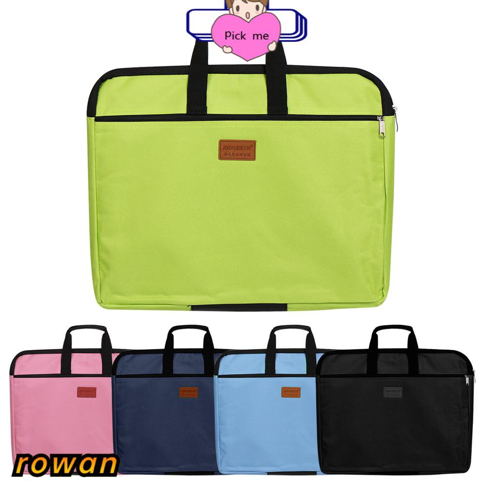 ROW Business Documents File Folder With Handle Handbag Files Bag A4 Size Waterproof  Canvas Big Capacity Durable Zipper Double Layers/Multicolor