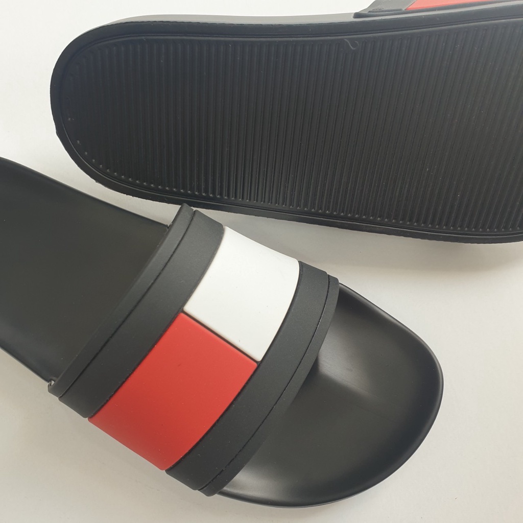 Dép nam nữ quai ngang slipper Pathon PVC và đế PU đen quai 3 màu kết hợp SD56