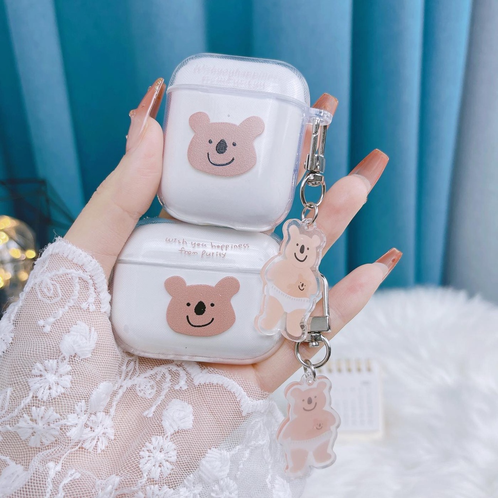 Vỏ Bảo Vệ Hộp Sạc Tai nghe không dây Airpods 1/2/3/Pro 2021 inPods i12 Bằng Tpu Mềm Chống Sốc Hình Gấu Hoạt Hình
