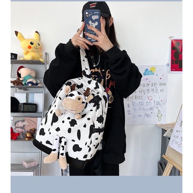 Balo Vải Bò Sữa Đi Học Đi Chơi Giá Rẻ Cho Nữ Phong Cách Hàn Quốc