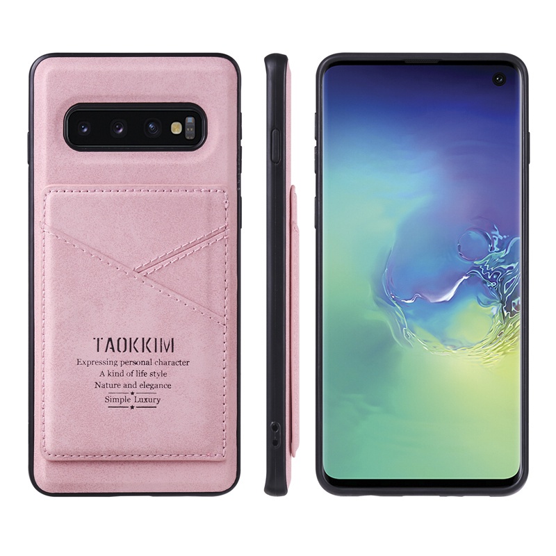 Lưng Bao Da Điện Thoại Mềm Có Ngăn Đựng Thẻ Cho Samsung S10 S9 S8 Plus S7 Edge S20 Vỏ