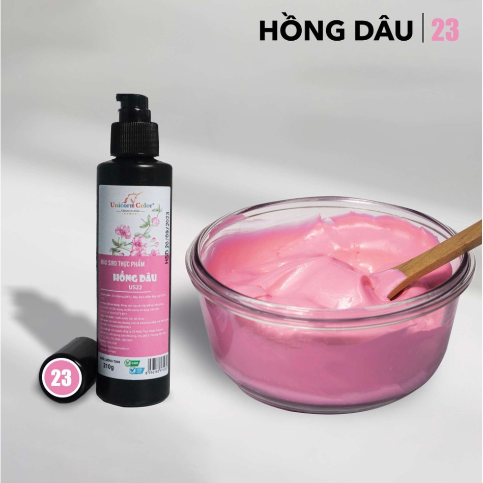 Màu thực phẩm 210g - Hồng Dâu MS23 (Syrup color Rose Pink) - Unicorn color