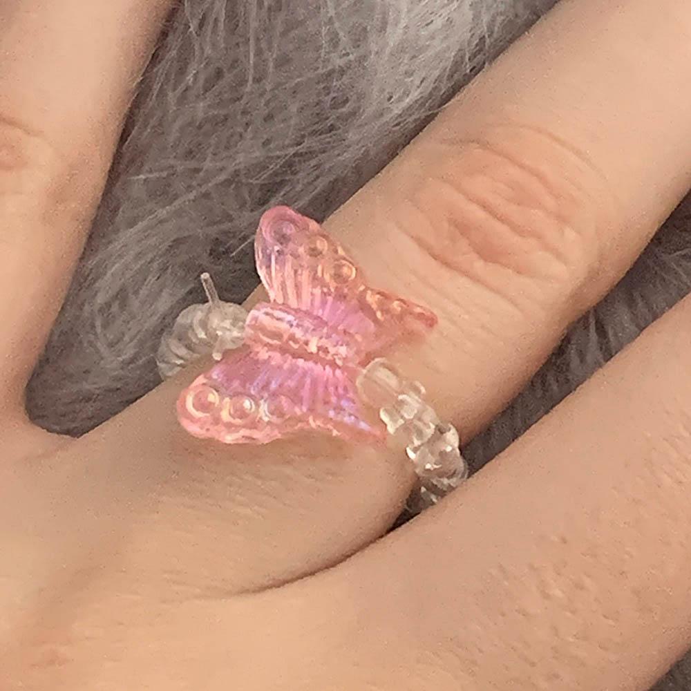 1 Nhẫn Acrylic Trong Suốt Hình Bướm Handmade Thời Trang Cho Nữ