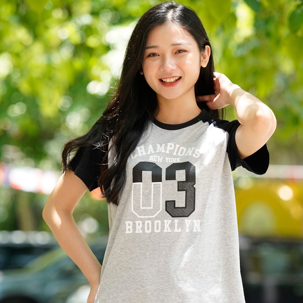 Áo phông nữ SAYME tay raglan vải thun cotton co giãn, set gia đình đi biển đi chơi đều đẹp WCTS0018