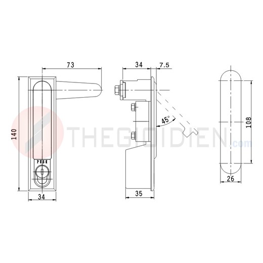 Khóa MS 480 / MS 480 / Khóa tủ điện / Khóa bật đen / Khóa tủ cứu hỏa