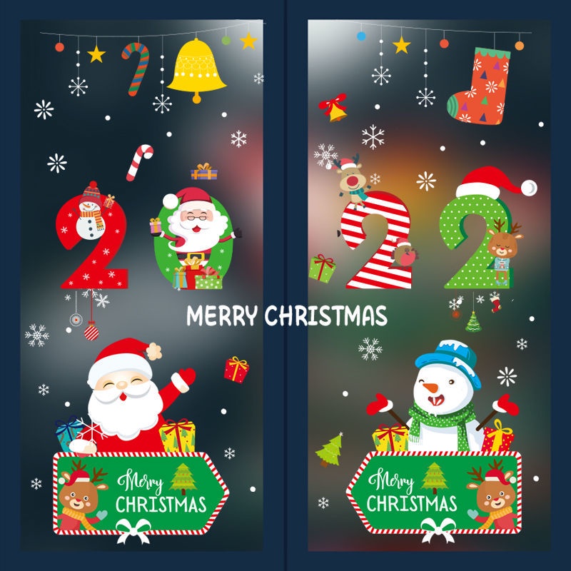 Miếng dán trang trí cửa kính họa tiết ông già Noel dễ thương | BigBuy360 - bigbuy360.vn