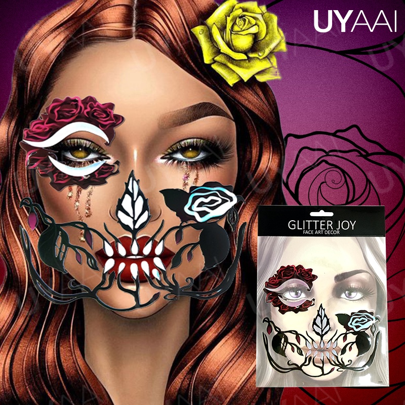 Miếng Dán Xăm Lông Mày UYAAI Đính Kim Cương Pha Lê Phát Sáng Trong Đêm Halloween