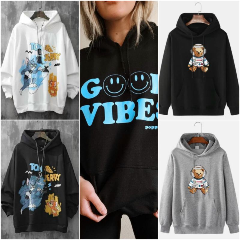 Áo Khoác Nỉ Mùa Đông Hoạt Hình Tom Jerry💖HOT RẺ ĐẸP💖Áo Hoodie Thun Tay Dài Good Vibes Kiểu Unisex Nam Nữ Couple Xinh