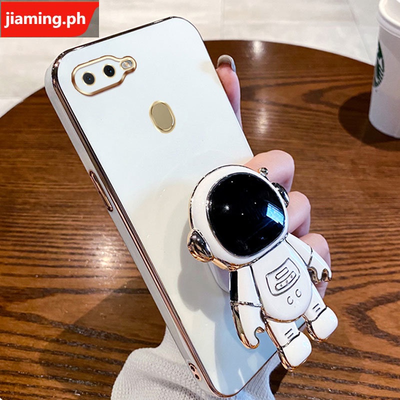 Ốp Điện Thoại Mềm Mạ Điện Hình Phi Hành Gia 3D Có Giá Đỡ Cho OPPO A5S A12