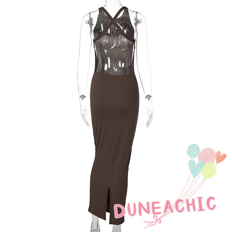 DUNEA Đầm sát nách hở lưng quyến rũ thời trang cho nữ