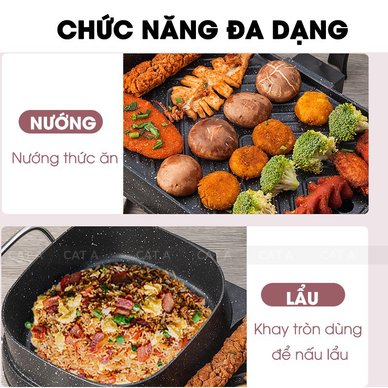 [ Bán chạy] Bếp lẩu nướng 2 trong 1 đa năng nướng - lẩu, chống dính tốt, công suất 1500 - 3000W