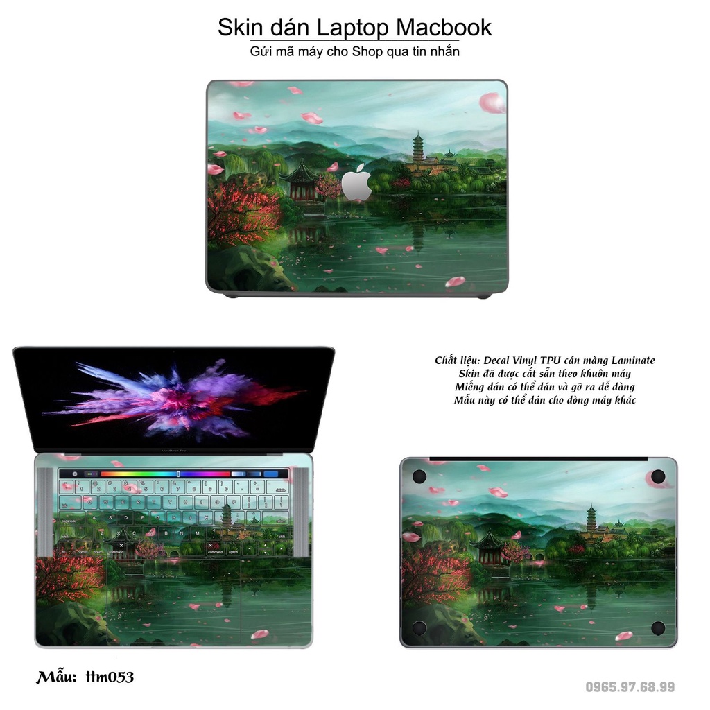 Skin dán Macbook mẫu Tranh thủy mặc (đã cắt sẵn, inbox mã máy cho shop)