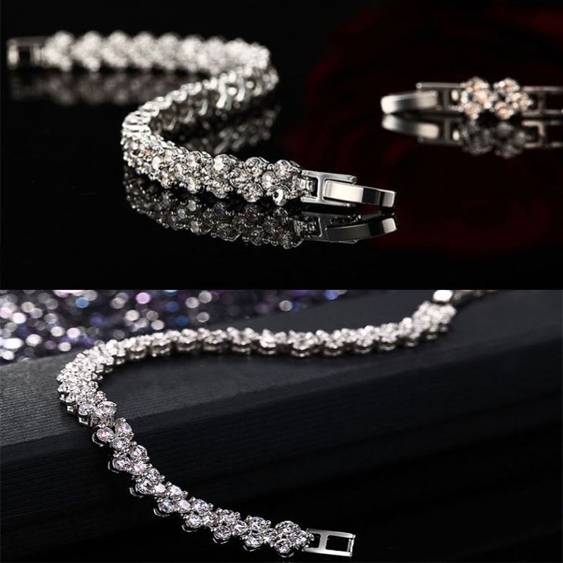 Vòng Tay Đính Đá Zircon Đơn Giản Thời Trang Sang Trọng Cho Nữ