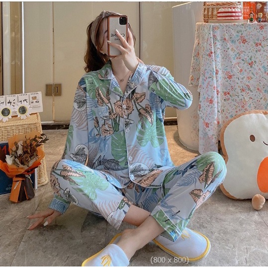 Đồ Bộ Nữ Pijama Tay Dài Quần Dài Cao Cấp Chất Dày Ấm in hình ngộ nghĩnh