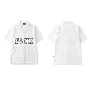 Áo sơ mi ngắn tay nam nữ unisex local brand tsun hoạ tiết thêu chữ tsun cá tính hàng xuất xịn cao cấp chất mịn đẹp trắng