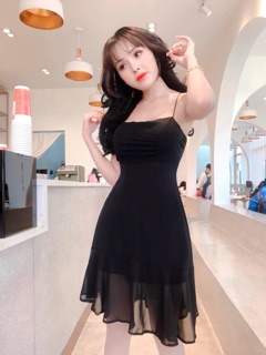 Đầm voan đen 2 dây