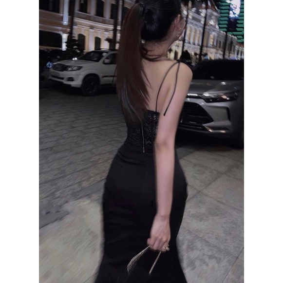 Set áo ren nhún ngực 2 dây + chân váy xoè