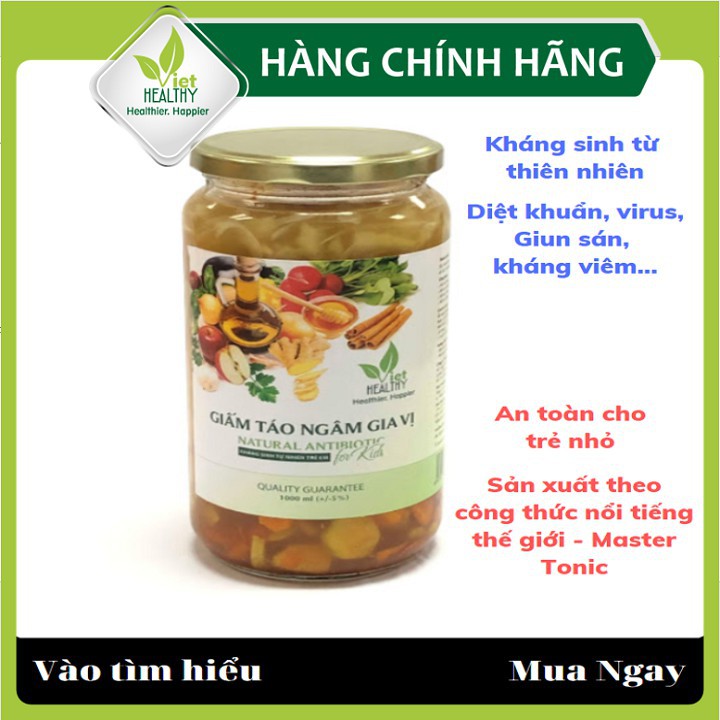 Kháng sinh tự nhiên Viet Healthy 1000ml- Giấm táo ngâm gia vị VietHealthy có chứa những chất kháng sinh từ thiên nhiên