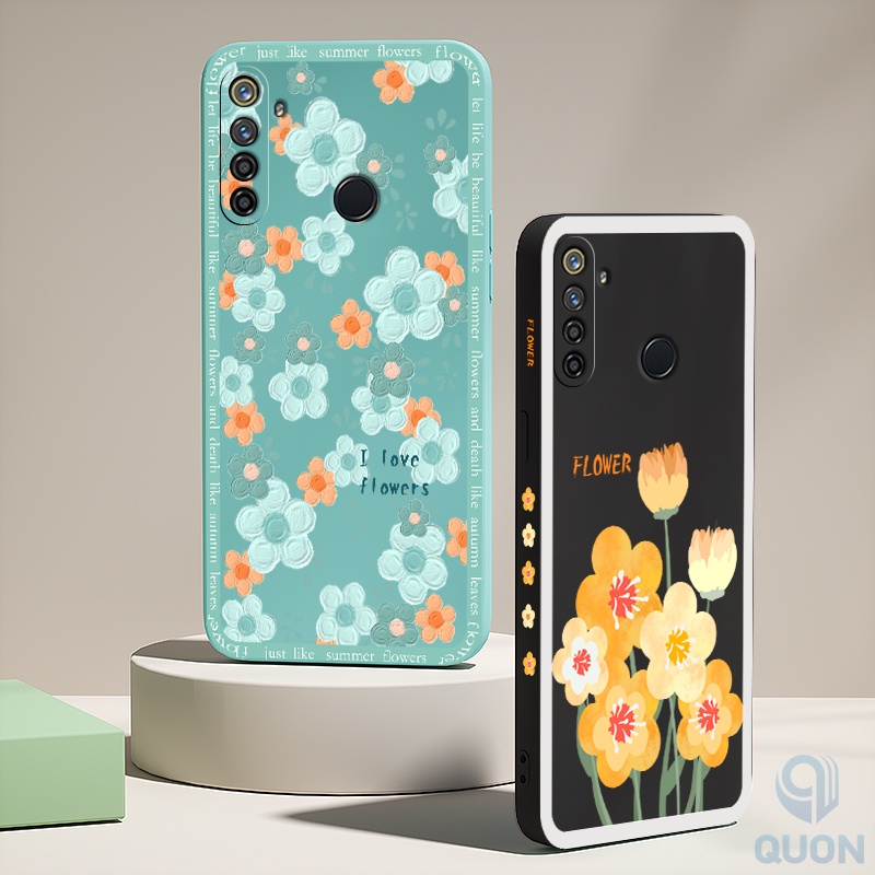 Ốp Điện Thoại TPU Mềm Chống Sốc Chống Rơi Họa Tiết Hoa Vẽ Phác Thảo Mùa Hè Cho Realme 5 6 7 pro 5i 6i 7i C17